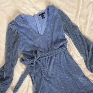 Forever 21 Shimmering Blue Long Sleeve Dress